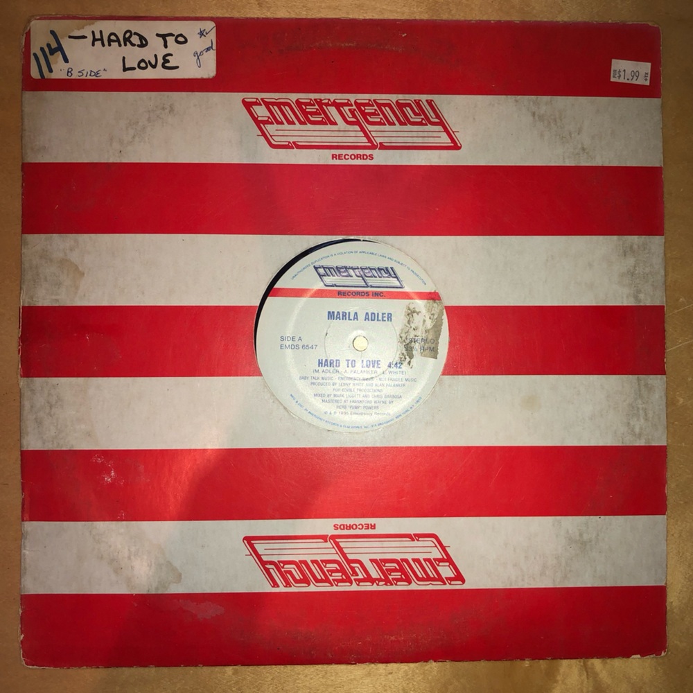 Marla Adler Hard To Love Vinyl 12” Emergency Records Original Sleeve